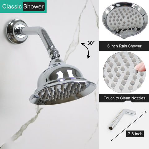 Homekicen Antique Brass Shower System with 3 Rain Shower Heads, 9" & Dual 6" Vintage Rainfall and Handheld Spray Faucet Set, Solid Brass 4 Way Diverter Valve with Trim Kit