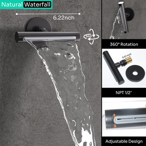 Homekicen Antique Shower-Faucet Sets System, 9" Ceiling Mounted Rain Head & Waterfall Tub Spout and Vintage Handheld Spray Combo, 3 Way Diverter Brass Valve with Trim Kit
