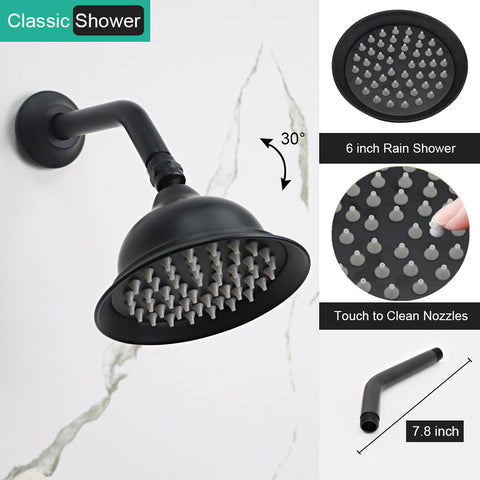 Homekicen Antique Brass Shower System with 3 Rain Shower Heads, 9" & Dual 6" Vintage Rainfall and Handheld Spray Faucet Set, Solid Brass 4 Way Diverter Valve with Trim Kit