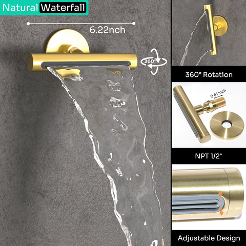 Homekicen Antique Shower-Faucet Sets System, 9" Ceiling Mounted Rain Head & Waterfall Tub Spout and Vintage Handheld Spray Combo, 3 Way Diverter Brass Valve with Trim Kit