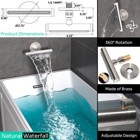 Homekicen Dual Antique Shower Head System with Waterfall Tub Spout: 9" Ceiling Rain & 6" Tilted Rainfall, Handheld Vintage Faucet Set, 4 Way Diverter Brass Valve with Trim Kit