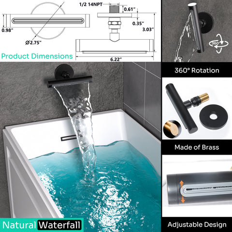 Homekicen Dual Antique Shower Head System with Waterfall Tub Spout: 9" Ceiling Rain & 6" Tilted Rainfall, Handheld Vintage Faucet Set, 4 Way Diverter Brass Valve with Trim Kit