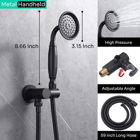 Homekicen Dual Antique Shower Head System with Waterfall Tub Spout: 9" Ceiling Rain & 6" Tilted Rainfall, Handheld Vintage Faucet Set, 4 Way Diverter Brass Valve with Trim Kit