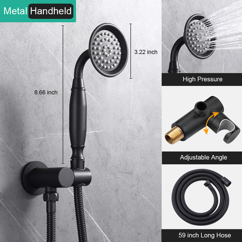 Homekicen Antique Brass Shower System with 3 Rain Shower Heads, 9" & Dual 6" Vintage Rainfall and Handheld Spray Faucet Set, Solid Brass 4 Way Diverter Valve with Trim Kit