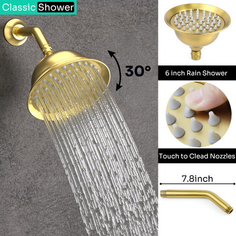 Homekicen Dual Antique Shower Head System with Waterfall Tub Spout: 9" Ceiling Rain & 6" Tilted Rainfall, Handheld Vintage Faucet Set, 4 Way Diverter Brass Valve with Trim Kit