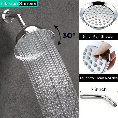 Homekicen Dual Antique Shower Head System with Waterfall Tub Spout: 9" Ceiling Rain & 6" Tilted Rainfall, Handheld Vintage Faucet Set, 4 Way Diverter Brass Valve with Trim Kit
